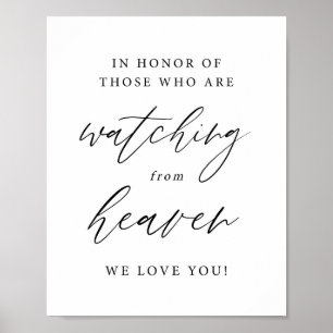 Elegant Calligraphy Watching From Heaven Memorial  Poster
