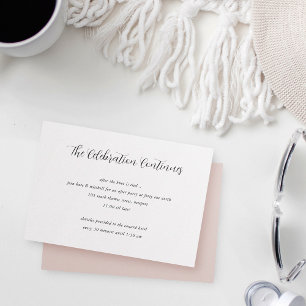 Elegant Calligraphy Wedding After Party Enclosure Card