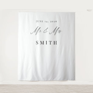 Elegant Calligraphy Wedding Backdrop Banner Tapestry