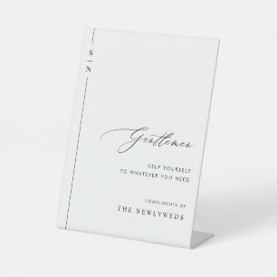 Elegant Calligraphy Wedding Bathroom Basket Sign