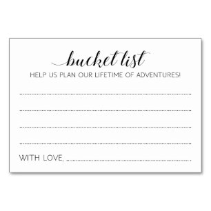 Elegant Calligraphy Wedding Bucket List Idea Cards