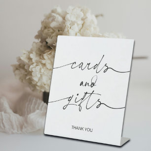 Elegant Calligraphy Wedding Cards and Gifts Pedestal Sign