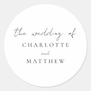 Elegant Calligraphy Wedding Classic Round Sticker