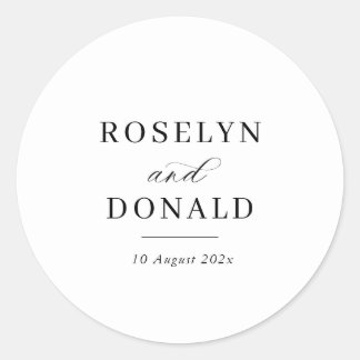 Elegant calligraphy wedding classic round sticker