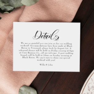 Elegant Calligraphy Wedding Details Card