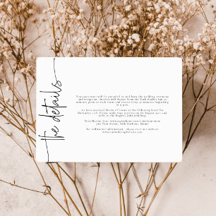 Elegant Calligraphy Wedding details Enclosure Card