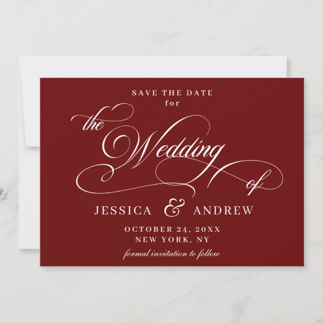 Elegant Calligraphy Wedding Digital Save the Date (Front)