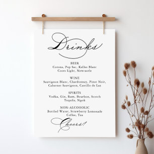 Elegant Calligraphy Wedding Drinks Menu Sign