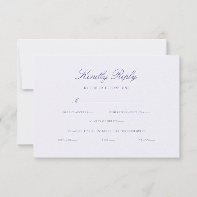Elegant Calligraphy Wedding Entrée Choice RSVP Card (Front)