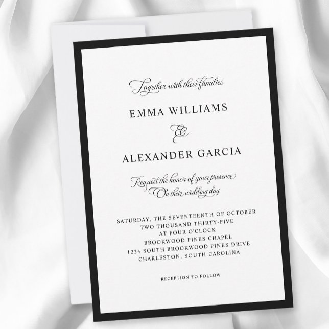 Elegant Calligraphy Wedding Formal Black Border Invitation (Elegant Calligraphy Wedding Formal Black Border Invitation)