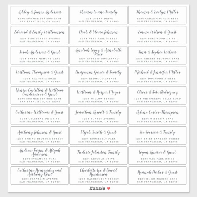 Elegant Calligraphy Wedding Guest Address Labels (Sheet)