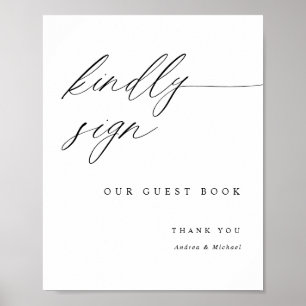 Elegant Calligraphy Wedding Guest Book Sign