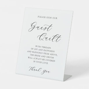Elegant Calligraphy Wedding Guest Quilt  Pedestal  Pedestal Sign