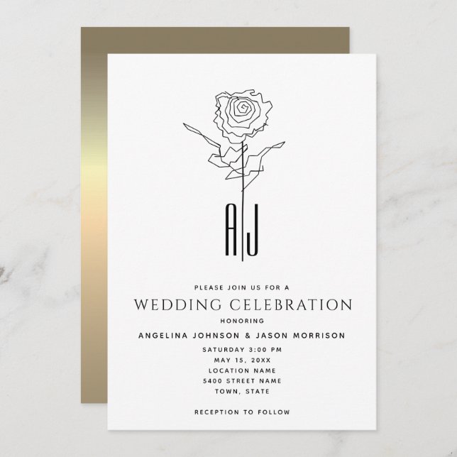 Elegant Calligraphy Wedding Invitation (Front/Back)