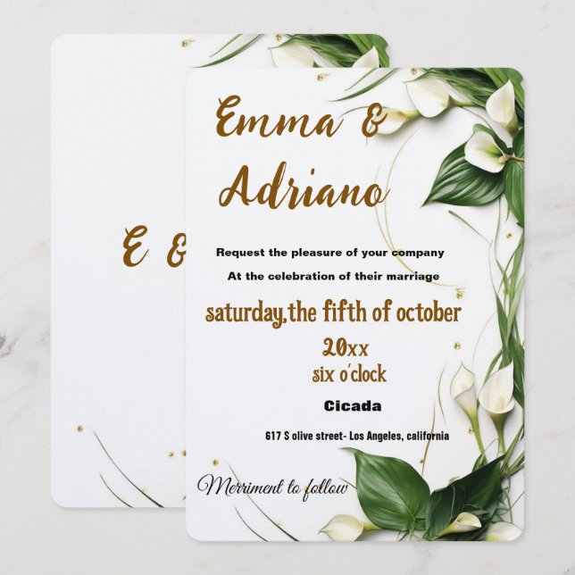 Elegant calligraphy wedding invite (Front/Back)