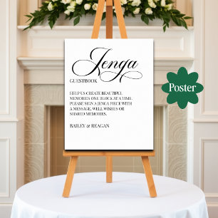Elegant Calligraphy Wedding Jenga Guestbook Sign