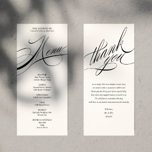 Elegant Calligraphy Wedding Menu Card
