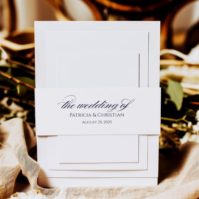 Elegant Calligraphy Wedding Modern Invitation Belly Band (Creator Uploaded)