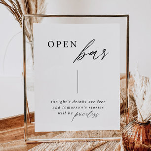 Elegant Calligraphy Wedding Open Bar Drinks Sign