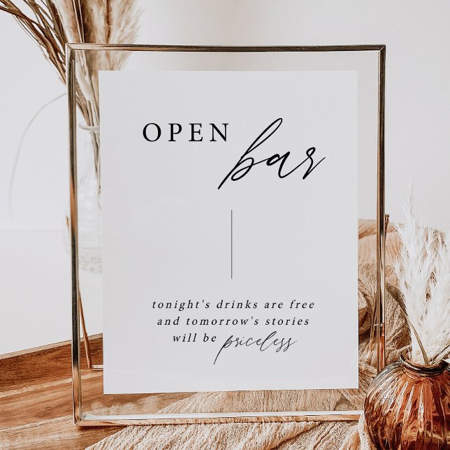 Elegant Calligraphy Wedding Open Bar Drinks Sign (Creator Uploaded)