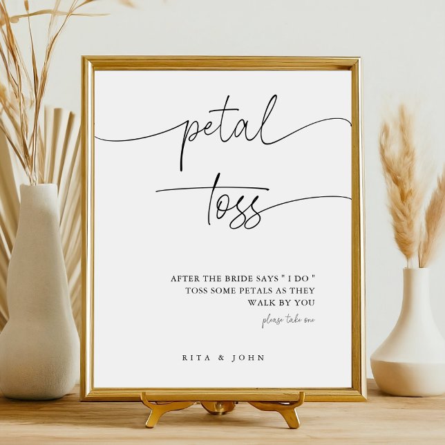 Elegant Calligraphy Wedding Petal Toss Send Off Pedestal Sign (Creator Uploaded)