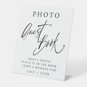 Elegant Calligraphy Wedding Photo Guestbook Table  Pedestal Sign