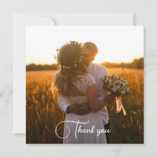 Elegant Calligraphy Wedding Photo Thank You 