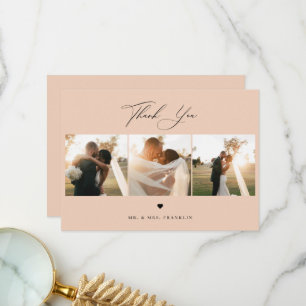 Elegant Calligraphy Wedding Photo Thank You Card