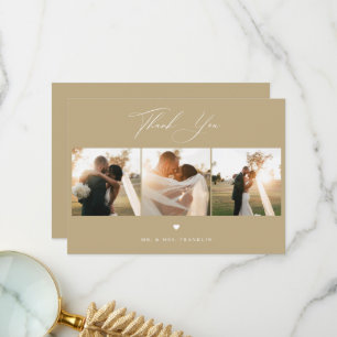 Elegant Calligraphy Wedding Photo Thank You Card