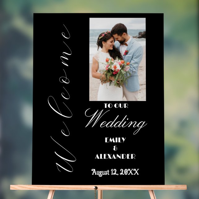 Elegant Calligraphy Wedding Photo Welcome Acrylic Sign (Neutral)