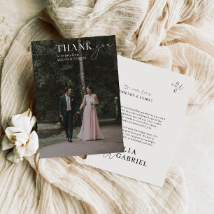 Elegant Calligraphy Wedding Photos Thank You Card