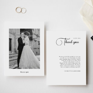 Elegant Calligraphy Wedding Photos Thank You Card