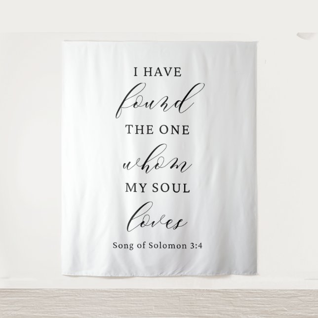 Elegant Calligraphy Wedding Quote Backdrop Banner  Tapestry (Front)