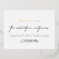 Elegant Calligraphy Wedding Reception Foil Card