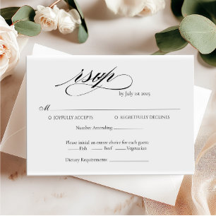 Elegant calligraphy Wedding RSVP minimalist card