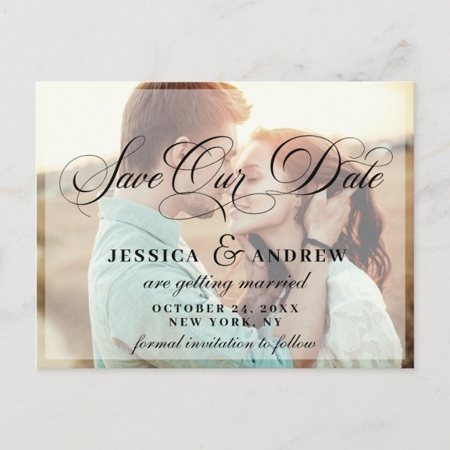 Elegant Calligraphy Wedding Save the Date PHOTO Postcard (Front)