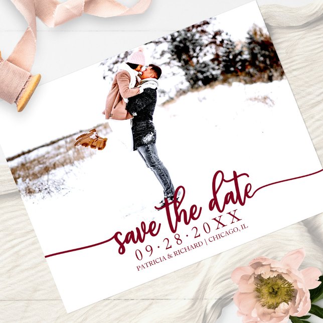 Elegant Calligraphy Wedding Save The Date Photo Postcard (Creator Uploaded)