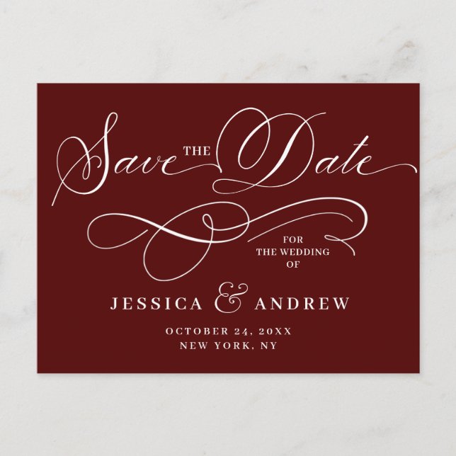 Elegant Calligraphy Wedding Save the Date Postcard (Front)