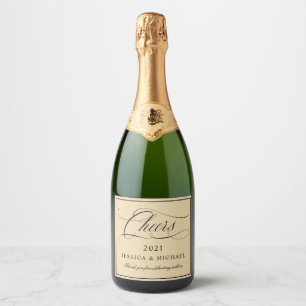 Elegant Calligraphy Wedding Sparkling Wine Label