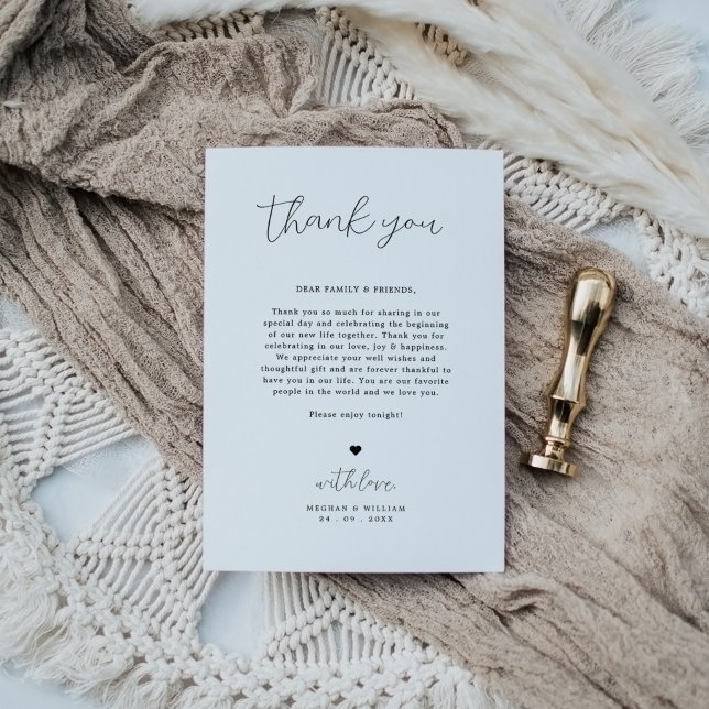 Elegant Calligraphy Wedding Table Thank You Note (Creator Uploaded)
