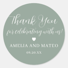 Elegant Calligraphy Wedding Thank You Favour Classic Round Sticker