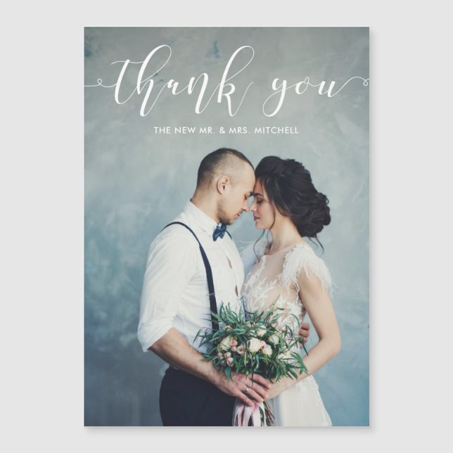 Elegant Calligraphy | Wedding Thank You Photo (Front)
