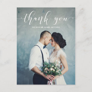 Elegant Calligraphy   Wedding Thank You Photo Postcard
