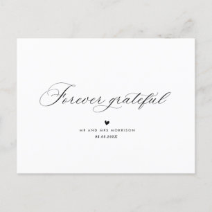 elegant calligraphy wedding thank you postcard