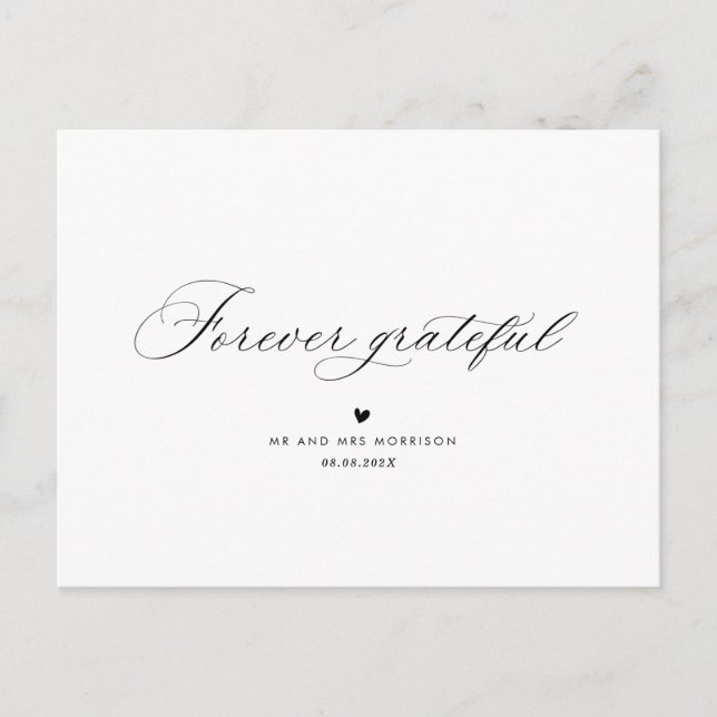 elegant calligraphy wedding thank you postcard (Front)