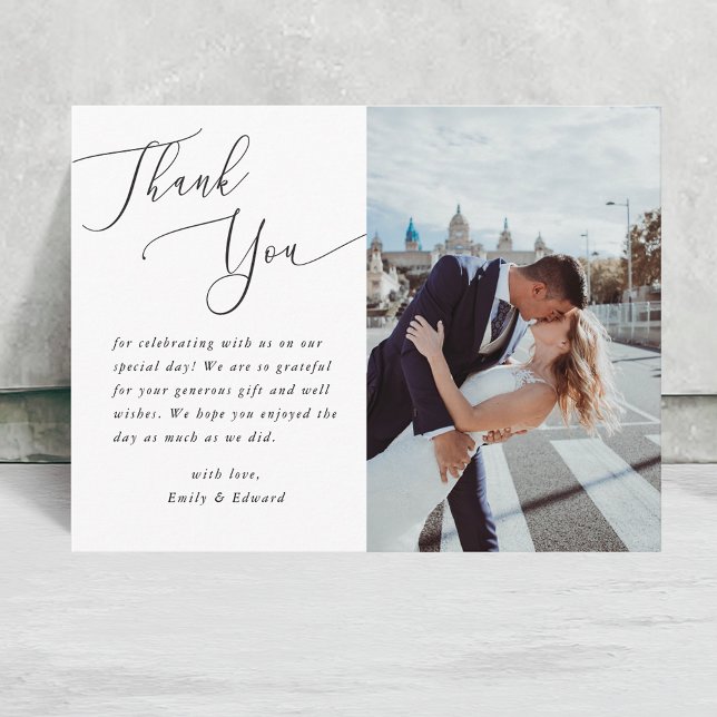 Elegant Calligraphy Wedding Thank You Postcard (Creator Uploaded)