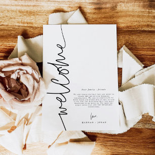 Elegant Calligraphy   Wedding Welcome Bag card