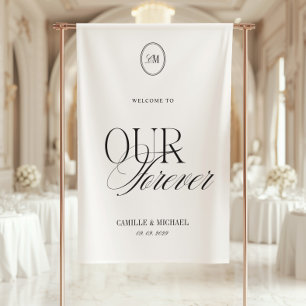 Elegant Calligraphy Welcome To Our Wedding Vinil Banner