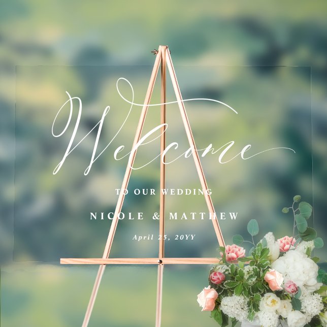 Elegant Calligraphy Welcome Wedding Acrylic Sign (Creator Uploaded)