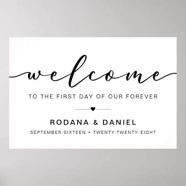 Elegant Calligraphy Welcome Wedding Sign (Front)
